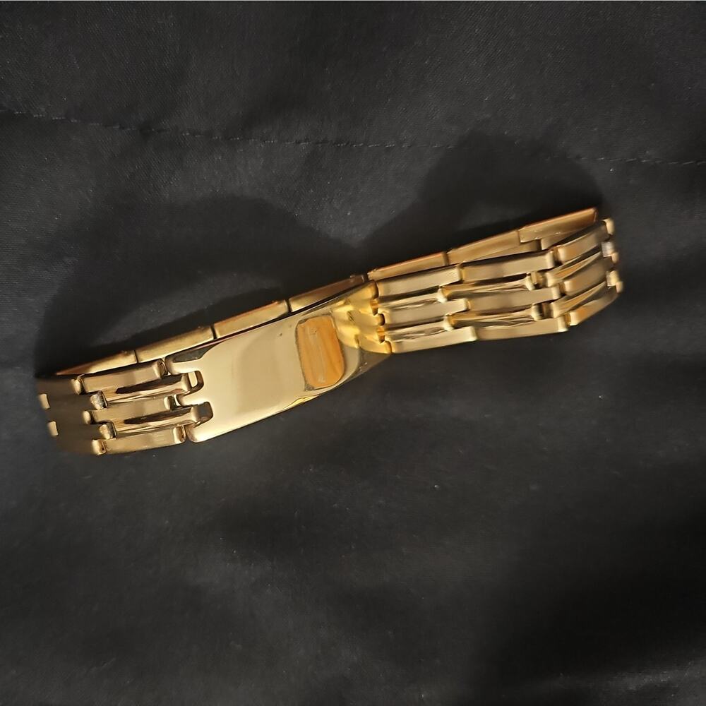 8in Gold Tone Bar Link Chain Bracelet Fashion Jewelry Rectangular Metal Design